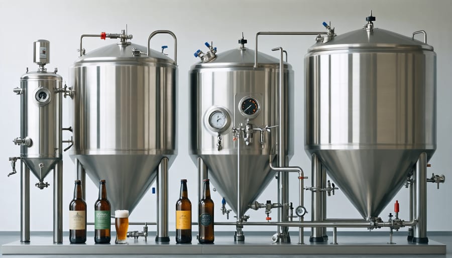 Essential homebrewing equipment set out on a counter