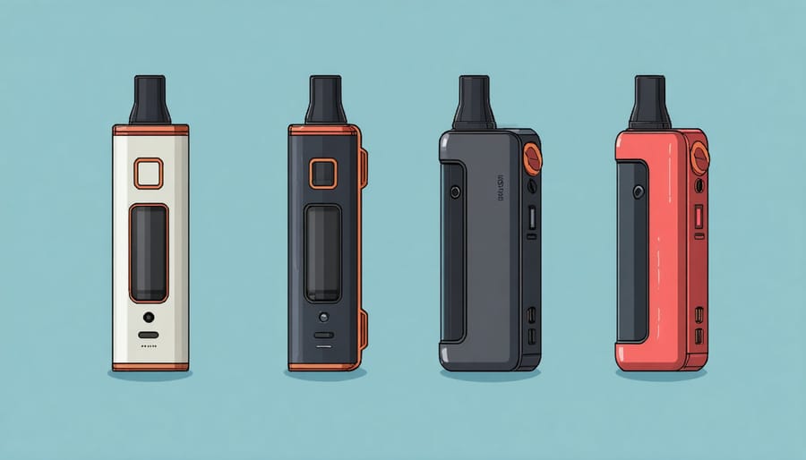 Illustration of a vaping device with labeled components revealing its inner mechanics